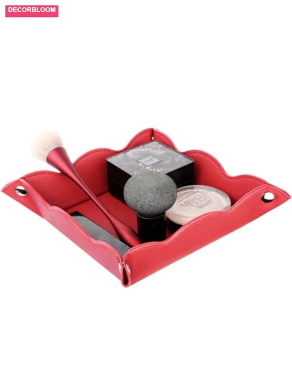 2 Pack PU Leather Valet Tray Catchall Organizer Desk Bedside Storage for Keys